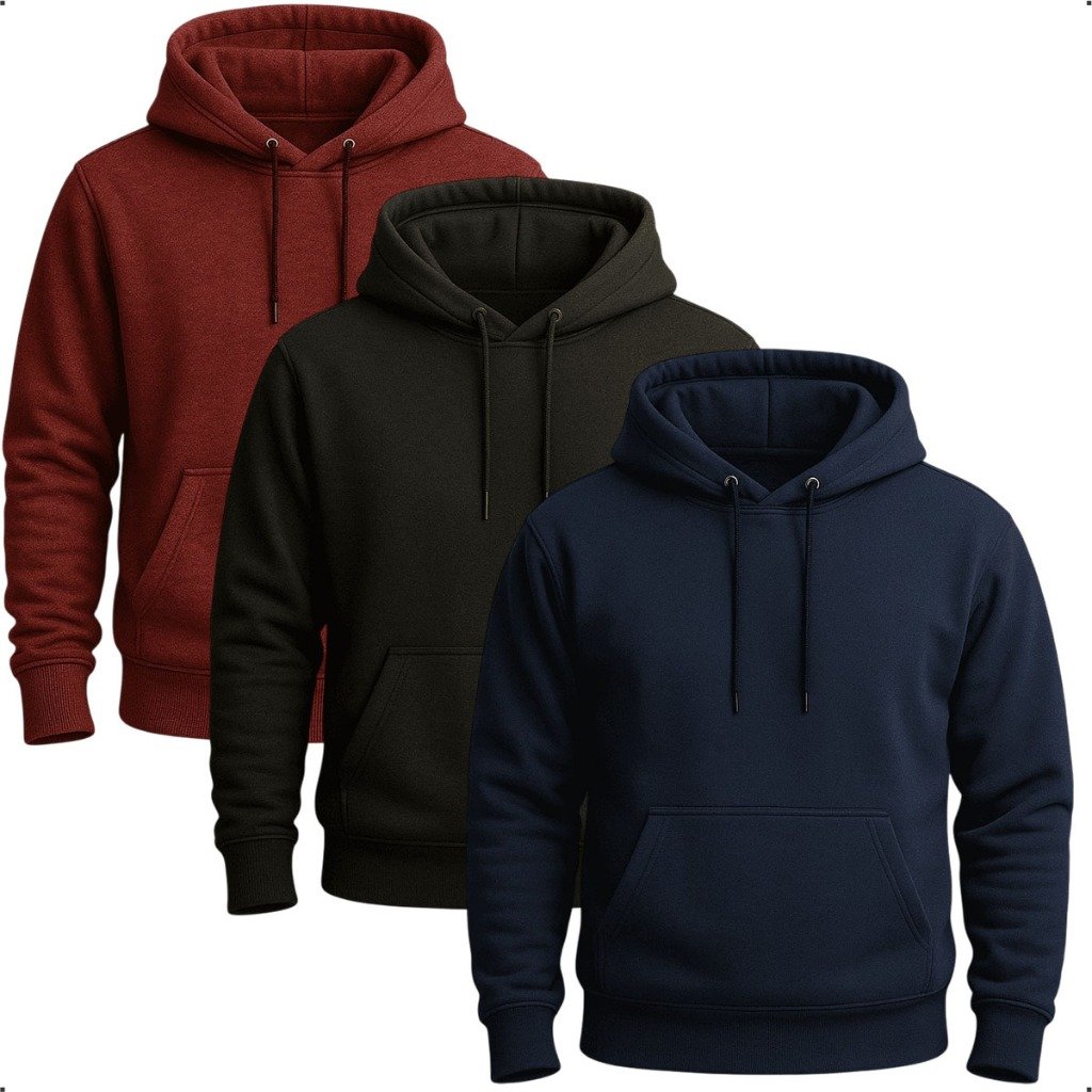 Moletom Masculino Bolso Capote Liso Gorro Canguru Blusa