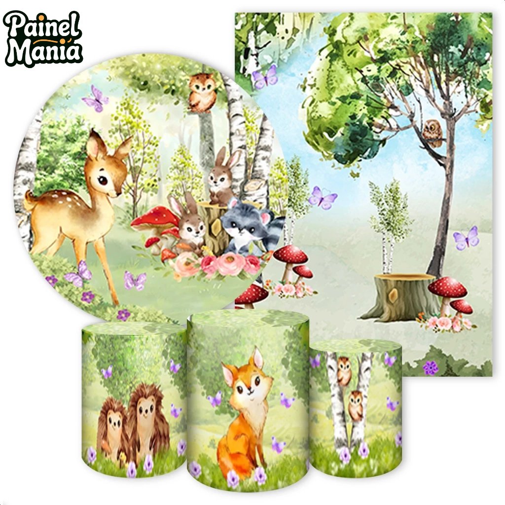 Capas Paineis de Festa Sublimados Vários Modelos Tema Bosque