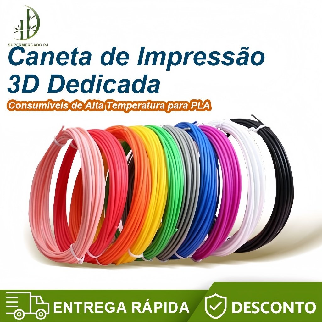 Refil Filamento Pla Kit 10/20 Cores 5/10 M Caneta 3D E Impressora 3D