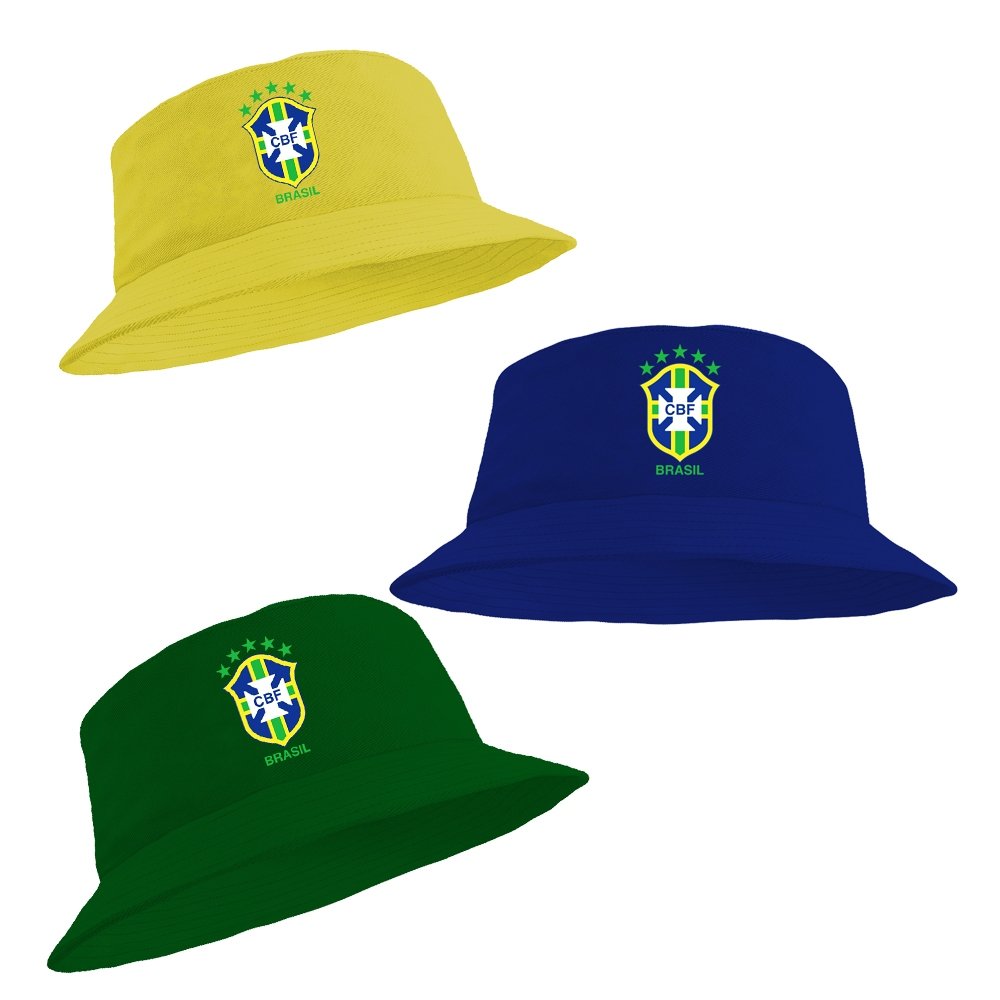 Chapéu Bucket Hat Unissex Leve Estilo Praia Moda Verão Sol Estampado Brasil Copa