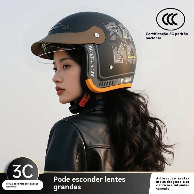 Capacete de motocicleta Four Seasons Capacete unissex Universal meio capacete ajustável
